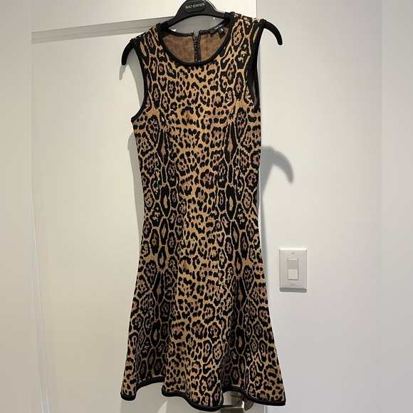 Pink tartan leopard print knit dress - Picture 1 of 3